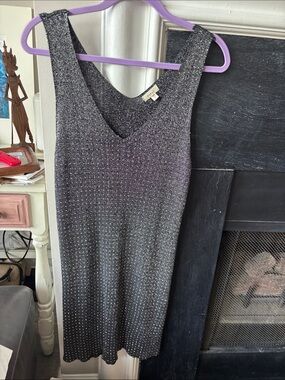 New Sleeveless Metallic Knit Tank Dress in Gunmetal